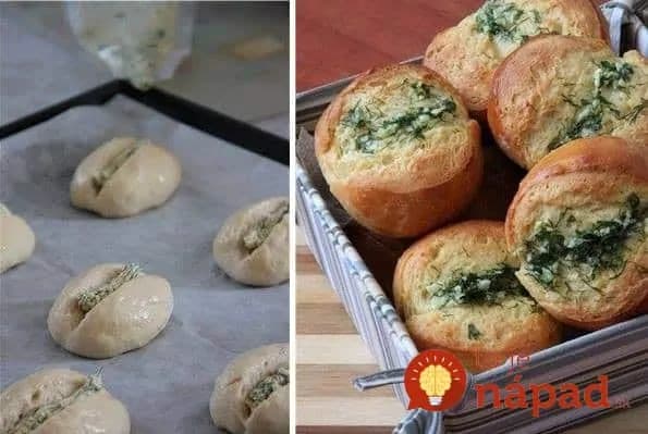 Nadýchané cesnakovo – bylinkové žemle