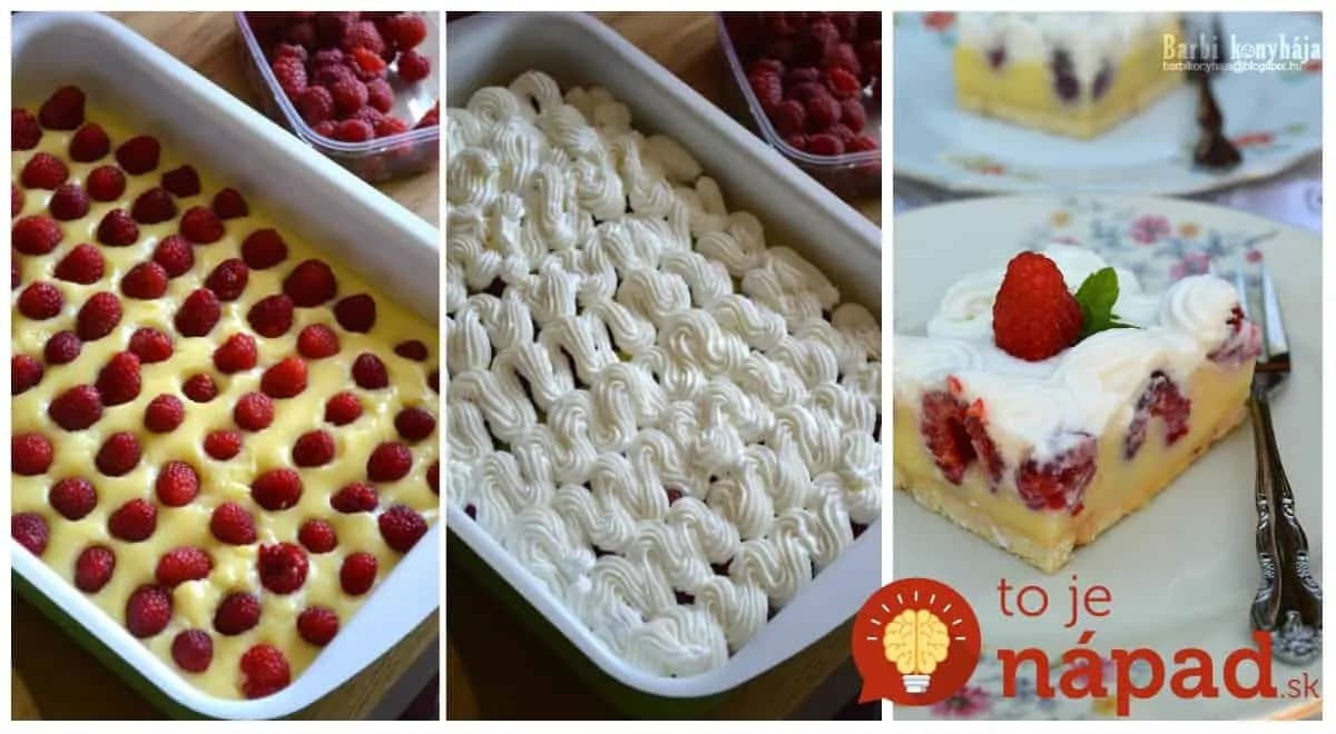 Výborný zákusok bez pečenia: Krémové malinovo-pudingové rezy!