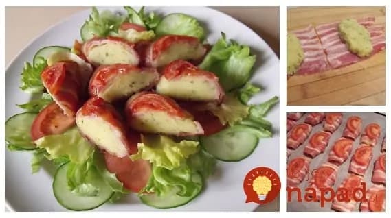 Pečená zemiaková kaša v slaninovom kabáte