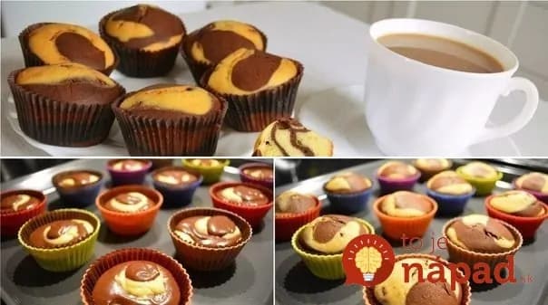 Dvojfarebné muffiny „Noc a deň“