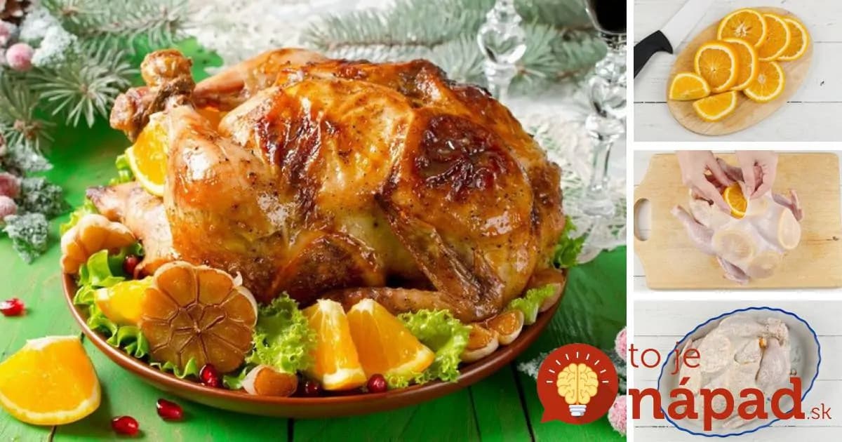 Pečené kura na pomarančoch