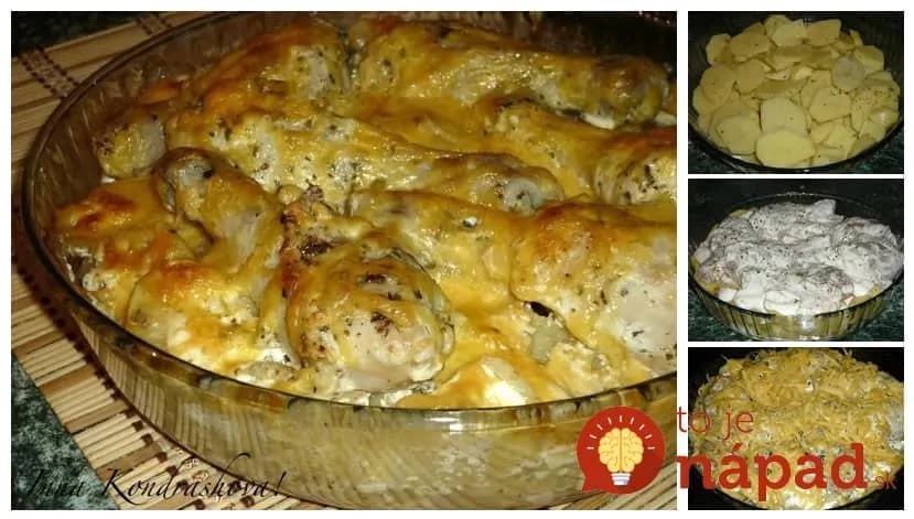 Zapekané kuracie stehienka so smotanou a syrom