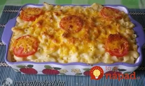 Cestoviny zapečené so syrovou omáčkou a paradajkami