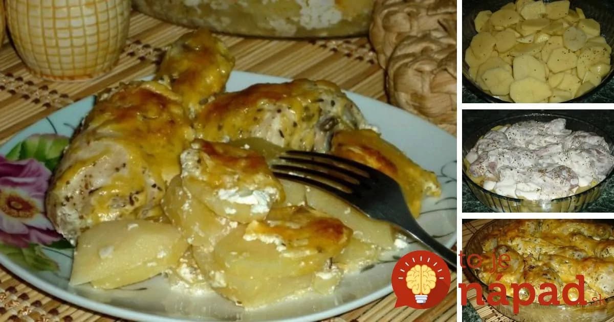 Kuracie stiehienka zapečené so zemiakmi a kyslou smotanou