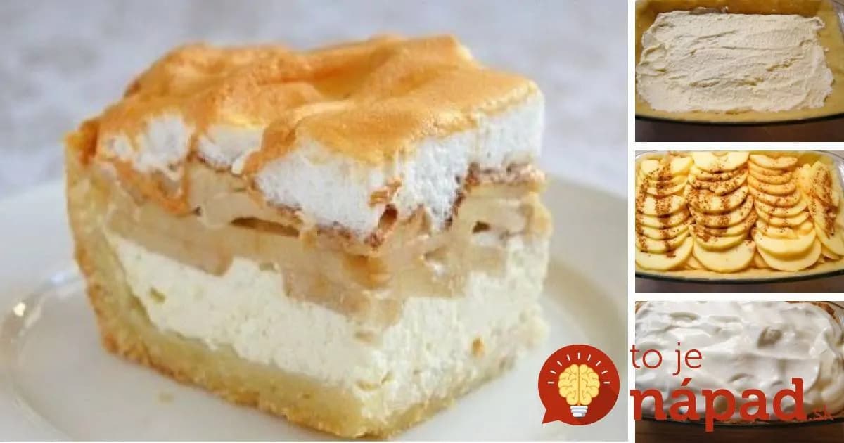 Vysoký tvarohovo-jablkový koláč