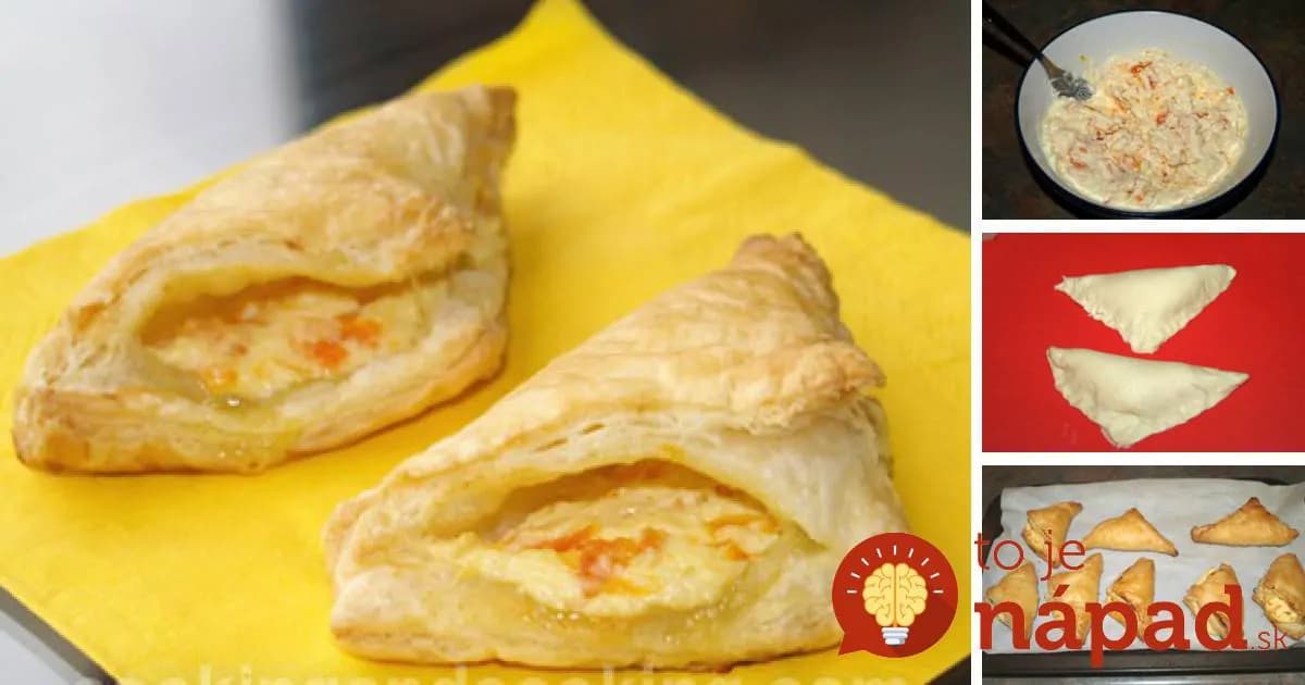 Taštičky z lístkového cesta plnené tvarohom a džemom