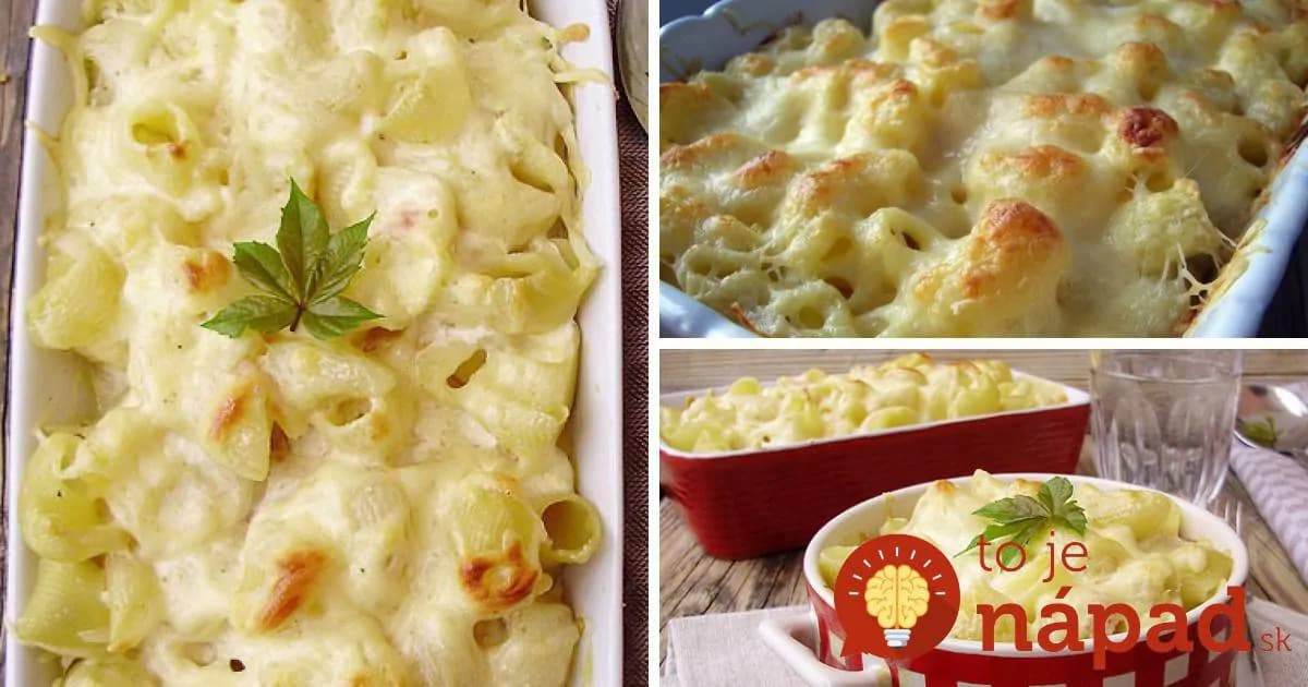 Smotanové cestoviny zapečené so šunkou a syrom