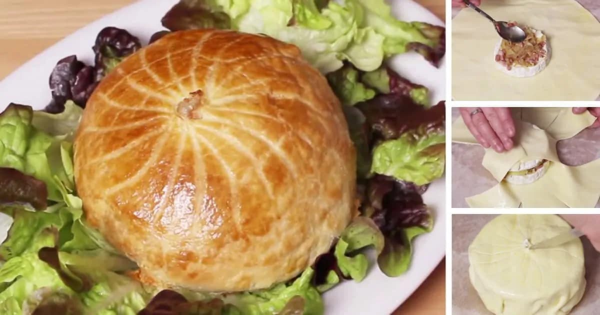 Camembert pečený v lístkovom ceste so zemiakmi a slaninkou