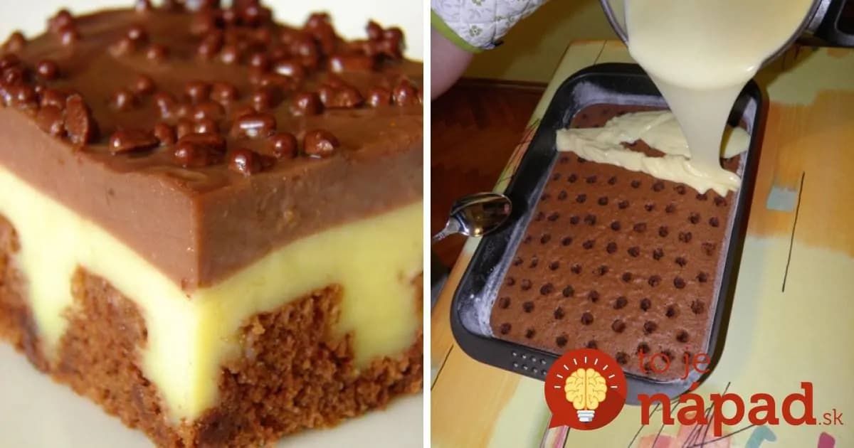 Jednoduchý dierkovaný koláč s pudingom