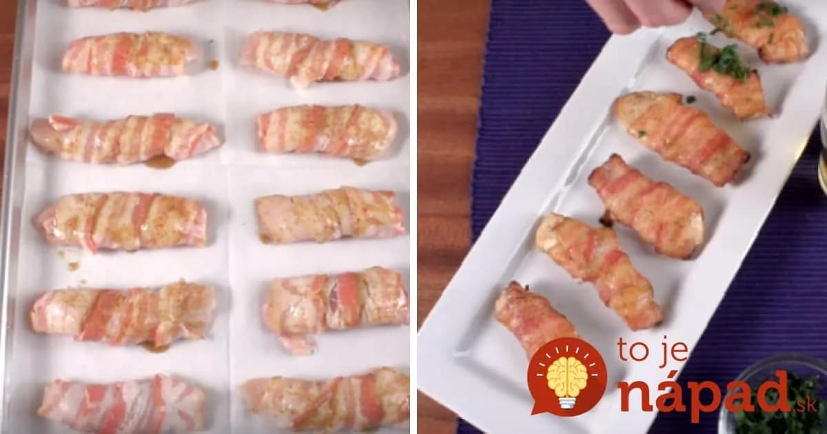 Medovo-horčicové kuracie kúsky pečené v slaninke