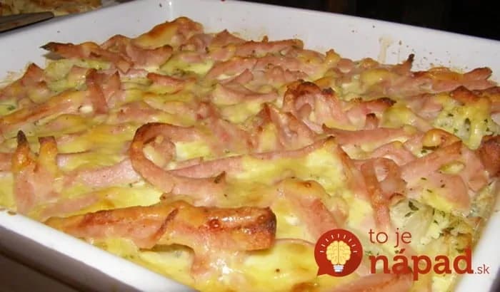 Zapečený karfiol so šunkou a syrom