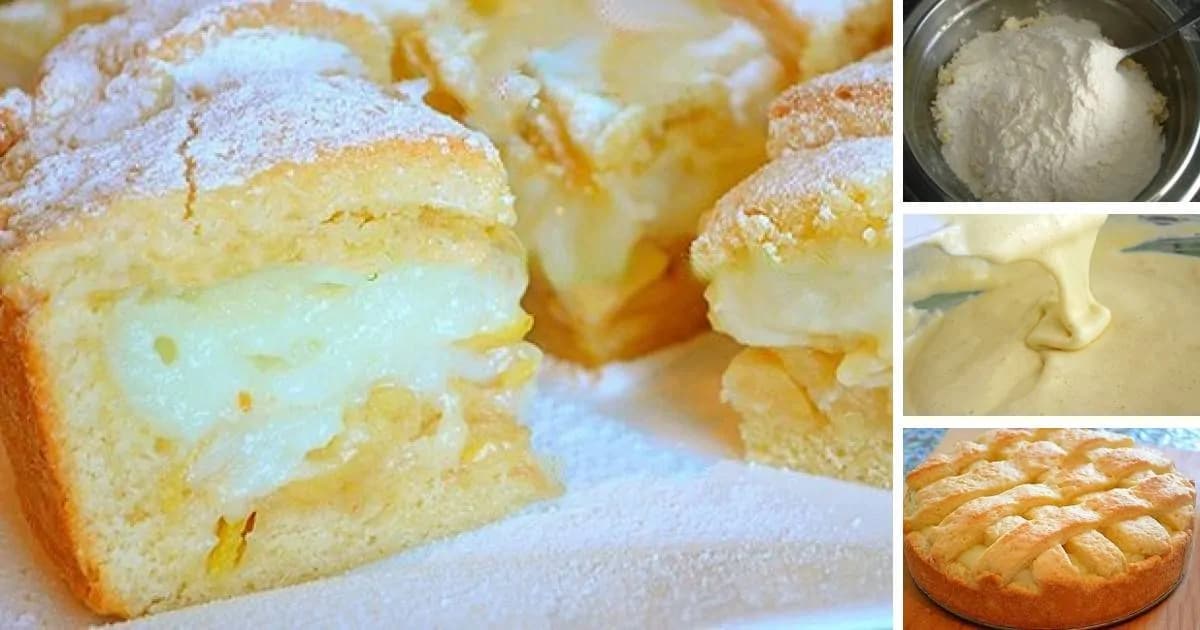 Jablkový koláč plnený mliečnym krémom
