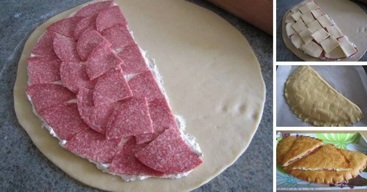Pečená jarmočníka placka plnená syrom a salámou