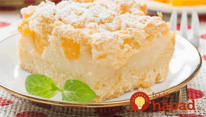 Jednoduchý sypaný koláč s pudingom a marhuľami