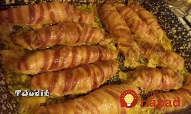 Plnené kuracie mini rolky obalené v slaninke