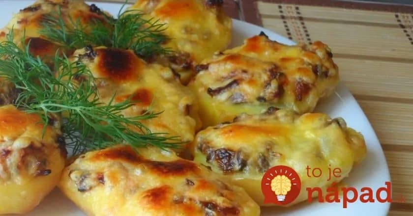 Pečené zemiaky s hubami, syrom a majonézou!