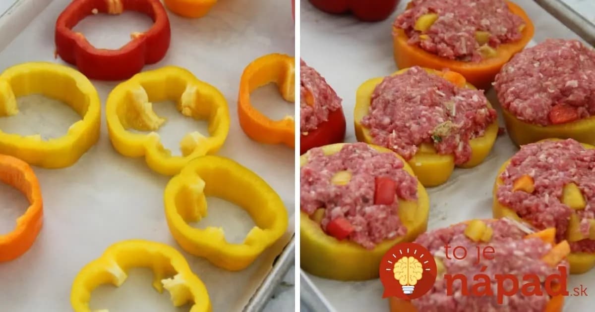 Mini-fašírky bez vyprážania, pečené v paprikových kolieskach!