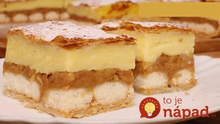 Úžasný jablkovo-pudingový koláč z obyčajného lístkového cesta: Tento koláč tromfne aj zložité zákusky!