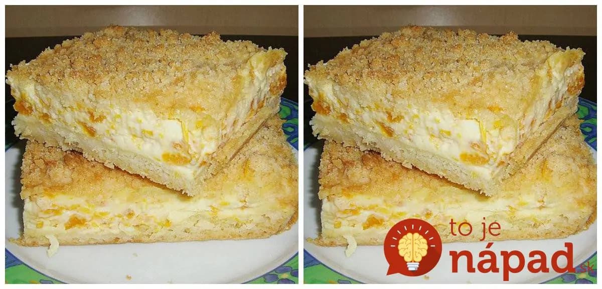 Sypaný ovocný koláč: Netreba naň robiť žiadne cesto – len nasypte na plech a zalejte pudingom!