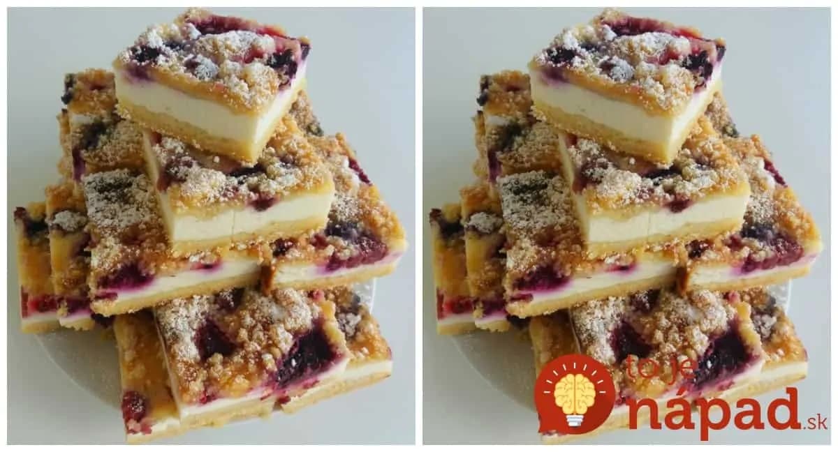 Drobený tvaroháčik s černicami: Nech už pridáte akékoľvek ovocie, tento koláčik bude zakaždým úžasný!