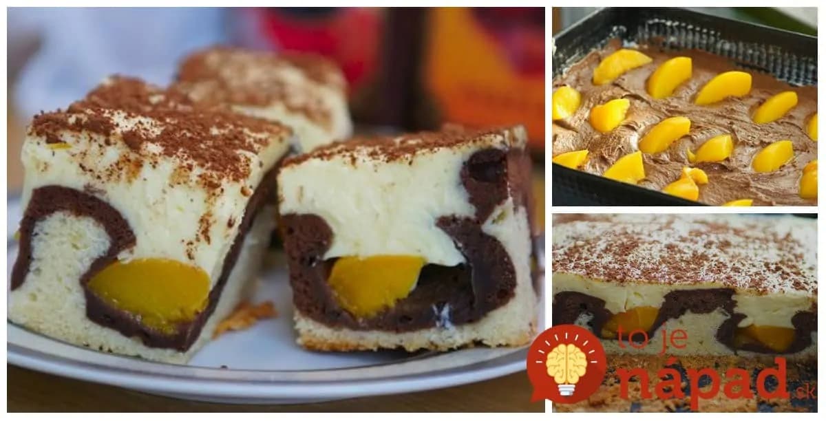 Tvarohová lahôdka s kakaom a broskyňami: Úžasný koláč z hrnčeka – dvojfarebná piškóta a fantastický krém!
