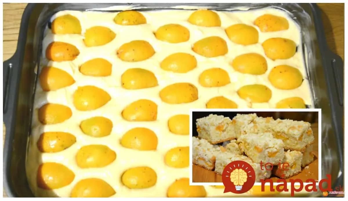 Sypaný koláč marhuľový koláč – bez roboty: Len nasypať na plech a zaliať horúcim pudingom, chuť fantastická!