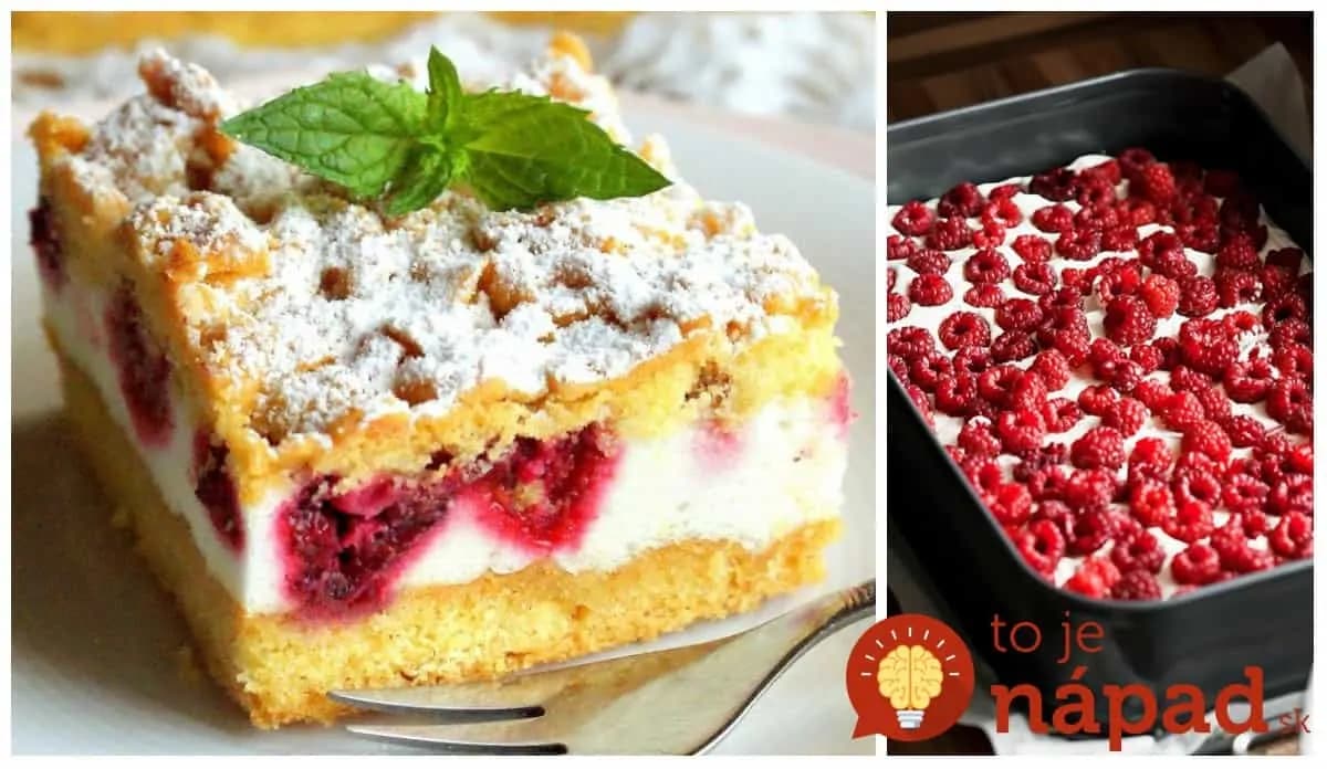 Jednoduchý strúhaný koláč s tvarohom a malinami: Veľmi šťavnatý a jemný, doslova sa rozpadá na jazyku!