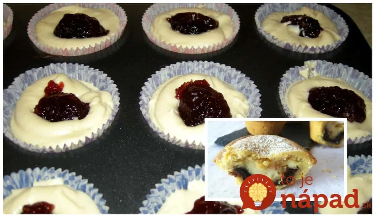 Výborná rýchlovka z hrnčeka – muffiny s tvarohom a lekvárom: Chutia úplne ako moravské koláče, hotové sú je hneď!