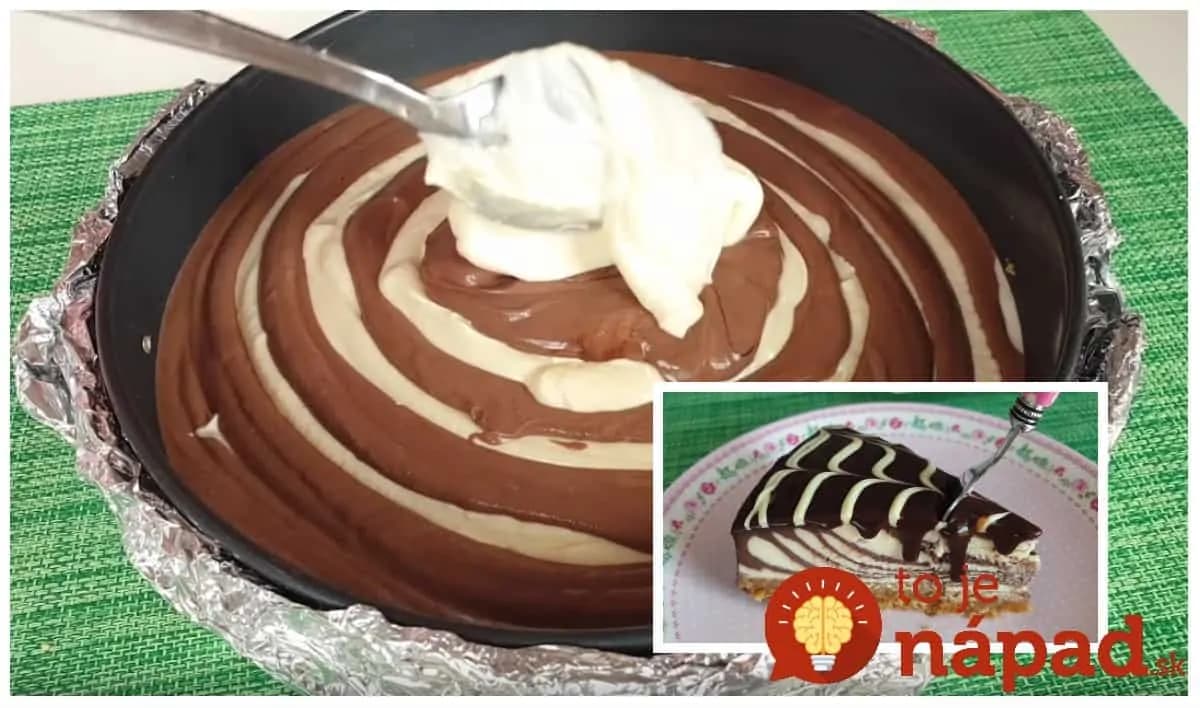 Radšej pripravte z väčšej dávky, príprava len 15 minút: Tvarohová zebra torta bez pečenia, deti ju jednoducho milujú!