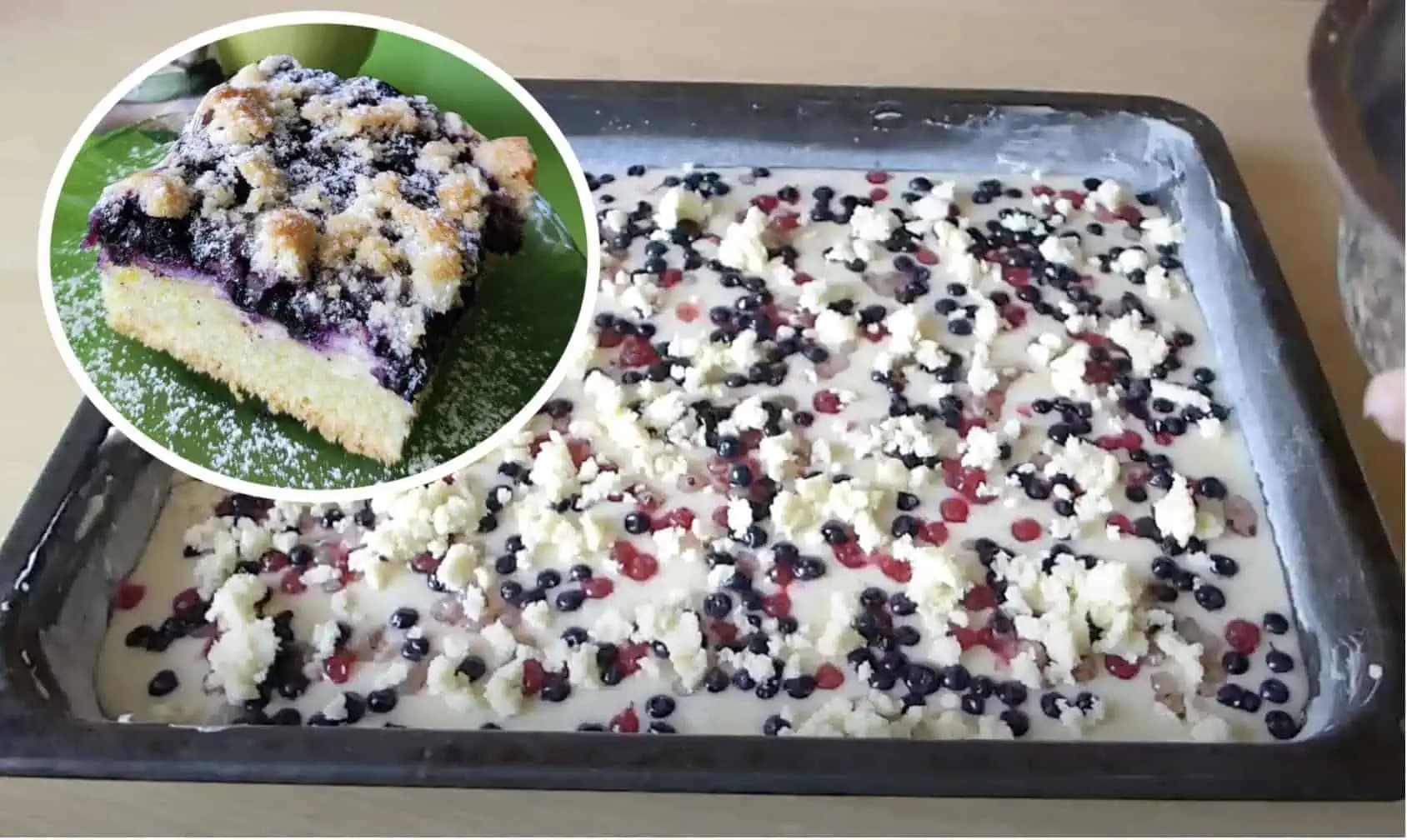 MINÚTKOVÝ čučoriedkový koláč z kyslej smotany: Úžasne lahodný a pripravený do rúry za 10 minút!