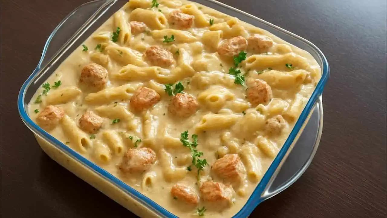 Tento cestovinový kastról s kuracím mäsom, omáčkou a syrom robím každý týždeň, tak je výborný!