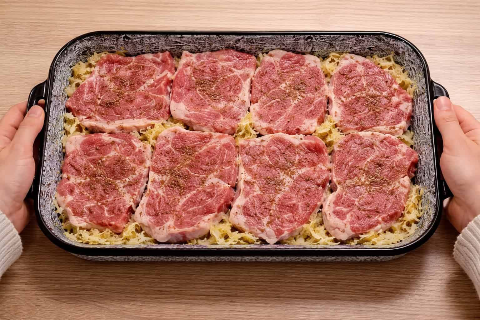 Krkovičku len položím na kyslú kapustu, zapnem rúru a mám fantastické jedlo na obed aj večeru: Ukladajte tento recept!