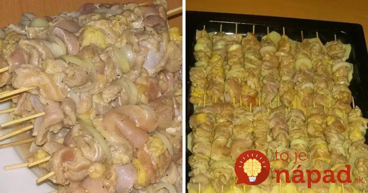 Vynikajúce kuracie ražniči so zemiakmi a cibuľkou: Všetko len uložím na plech a mám navarené na dva dni!