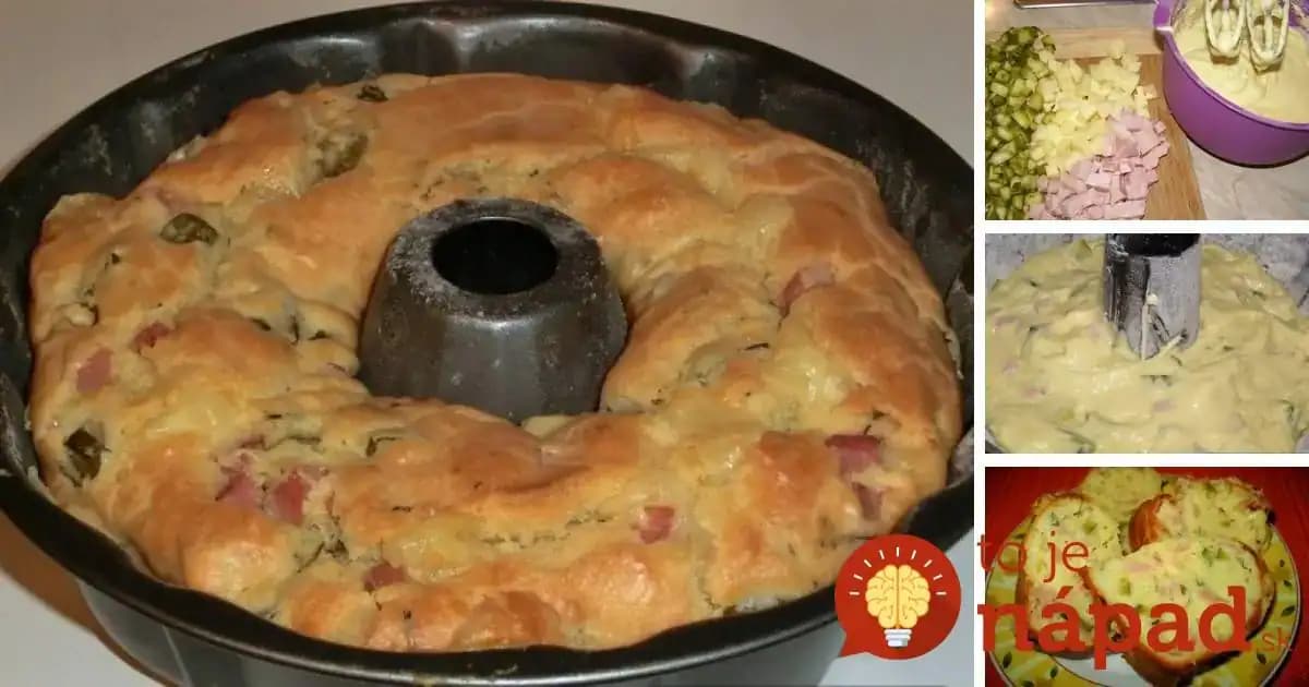 Keď budete potrebovať rýchle a chutné pohostenie, tento recept vás zachráni: Rýchla jogurtová bábovka so šunkou a syrom!