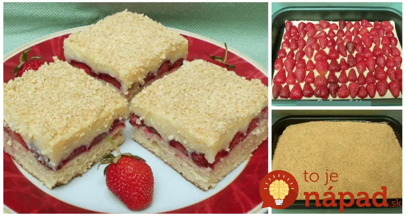 Sypaný koláč “Bez cesta”: Stačí len nasypať na plech, uložiť ovocie a viac sa nemusíte starať!