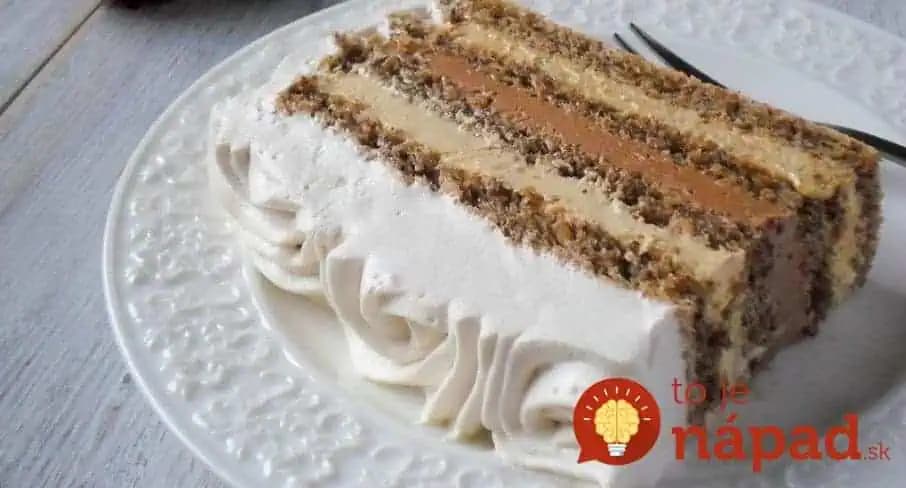 Orechové rezy s cappuccino krémom, kávovým krémom a smotanou: Keď ho nakrájate, na ostatné zákusky sa hneď zabudne!