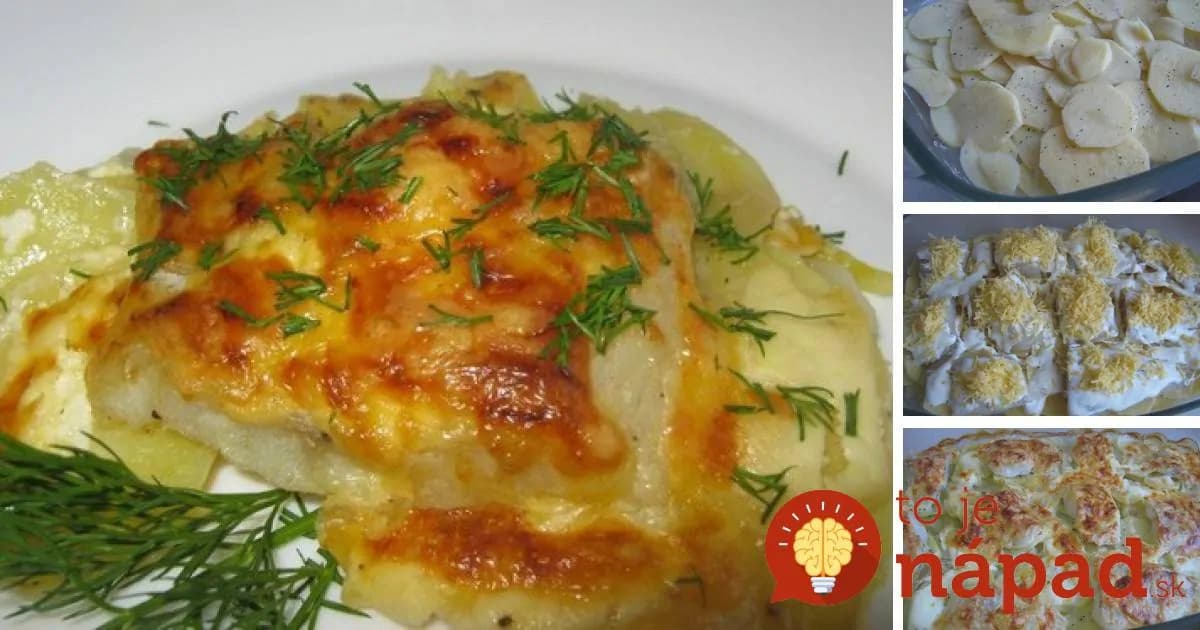 Rybie filé pečené so zemiakmi a smotanou