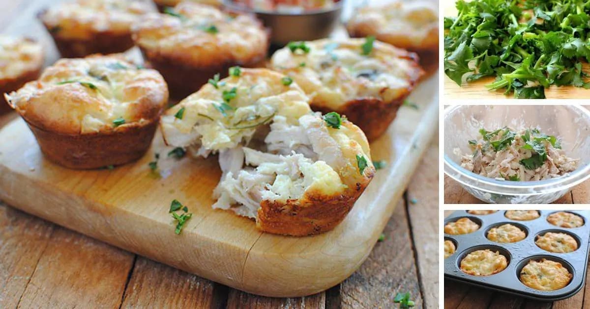 Slané muffiny s kuracím mäsom a syrom