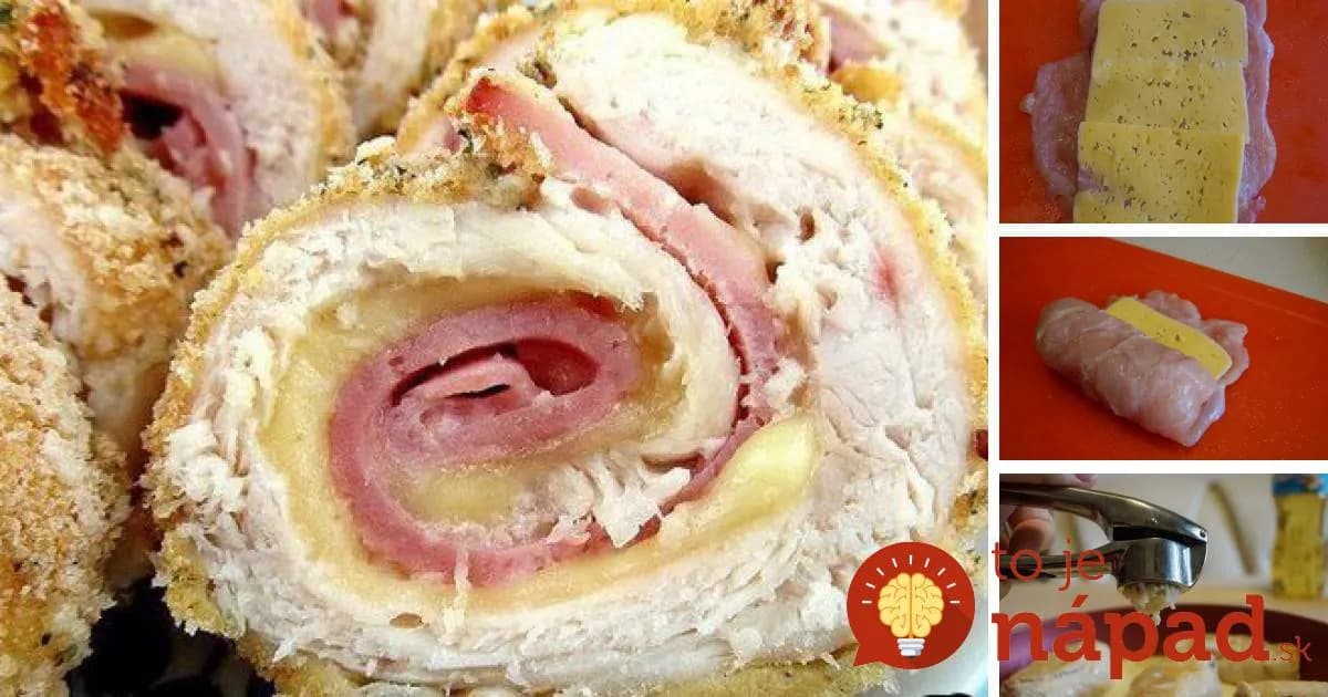 Kuracie rolky plnené šunkou a syrom