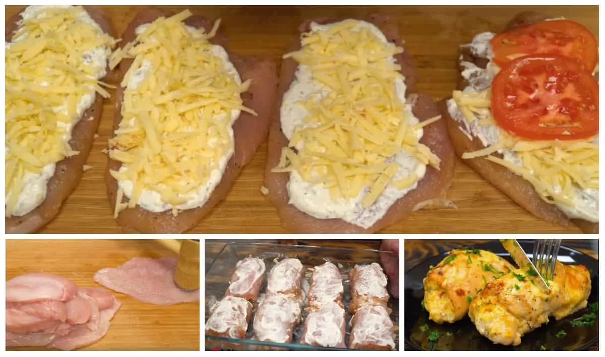 Plnené závitky s kyslou smotanou a paradajkami