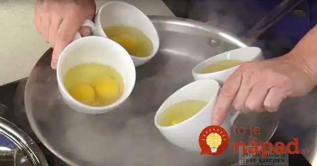 Do vody vložila 4 šálky s vajciami. Naučí vás trik, ktorý v kuchyni používajú profesionáli