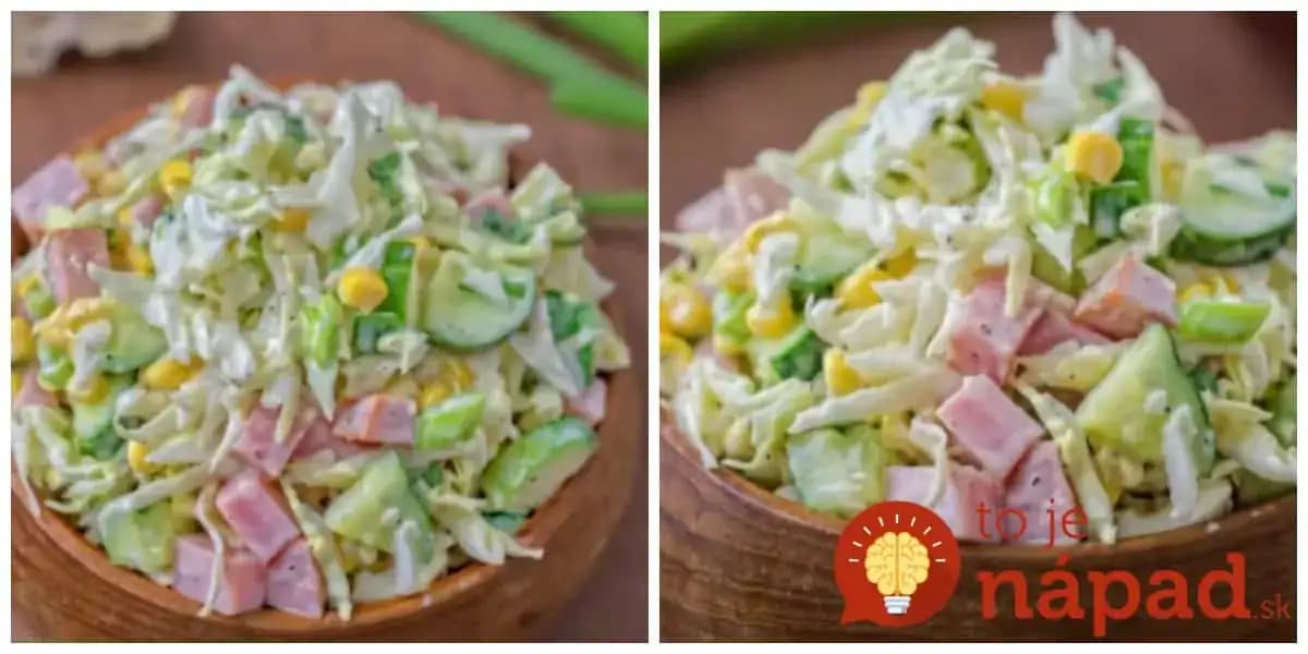 Labužníci šalát pobláznil celú našu rodinu: 1 hlávka kapusty, šunka, kukurica a 5 minút prípravy – robíme ho na obed aj na večeru!
